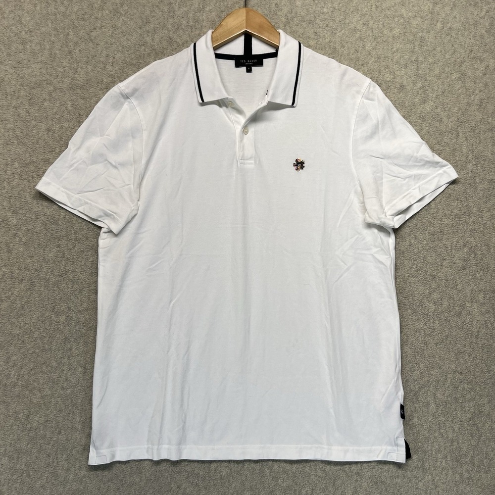 Ted Baker London Men's Polo Shirt White Short Sleeve Size 4 Large